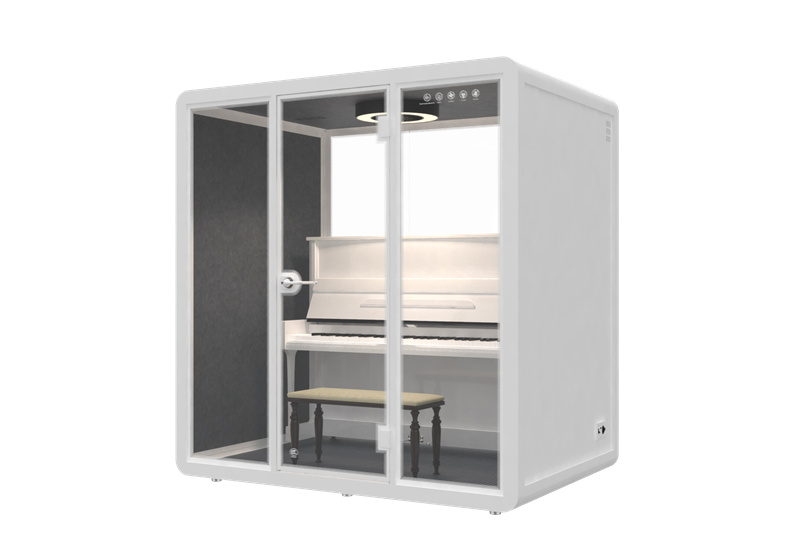white soundproof piano booth